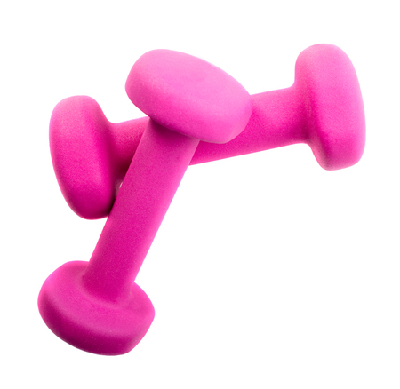Two gym dumbbells isolated on white backgroundの写真素材