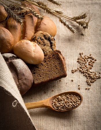 Close up view of bread assortmentの写真素材