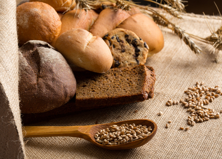Close up view of bread assortmentの写真素材