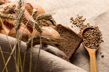 Close up view of bread assortmentの写真素材