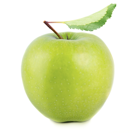 Green apple isolated on white backgroundの写真素材