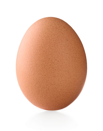 Single chicken egg isolated on white backgroundの写真素材