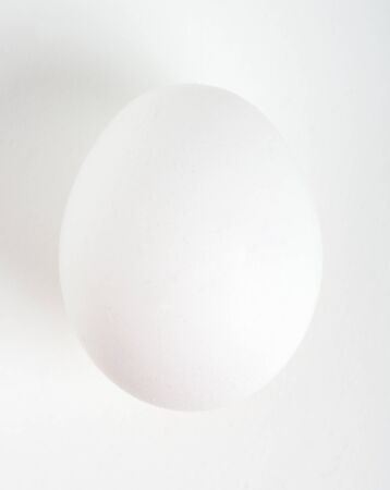 Raw fresh chiken egg on white backgroundの写真素材