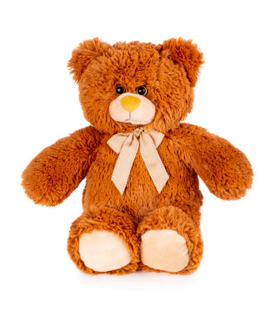 Toy teddy bear isolated on white backgroundの写真素材