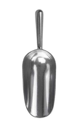 Stainless metal scoop isolated on a white background.の写真素材