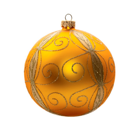 Christmas golden ball isolated on white backgroundの写真素材