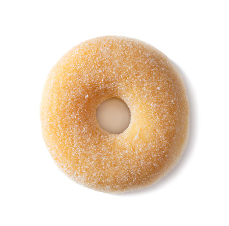Donut with sugar isolated on white background. top viewの写真素材