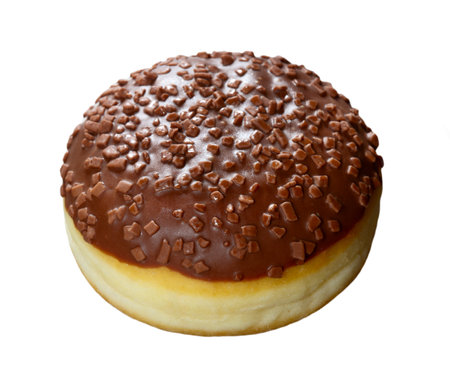 Sweet milk chocolate donut isolated on white backgroundの写真素材