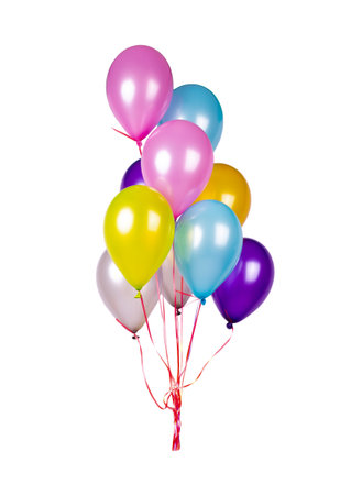Colorful balloons isolated on white backgroundの写真素材