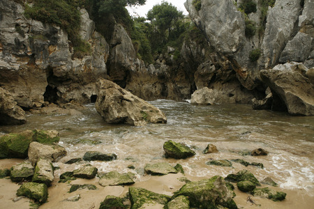 Gulpiyuri beach in Asturiasの写真素材