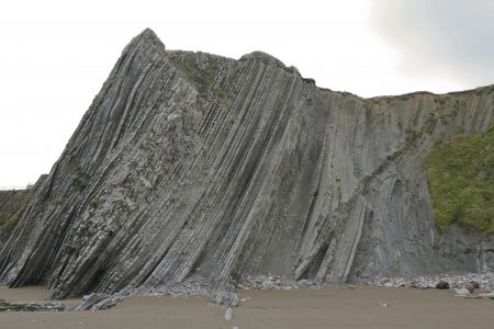 View of the beach and the Flysch of Zumaiaの写真素材