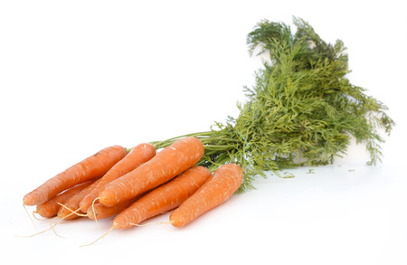 fresh carrots on white backgroundの写真素材