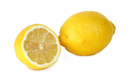 Two lemons on white backgroundの写真素材