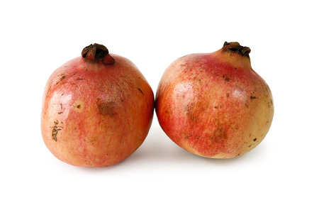 two Pomegranates on white backgroundの写真素材