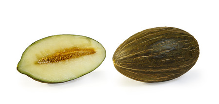 two melons on white backgroundの写真素材