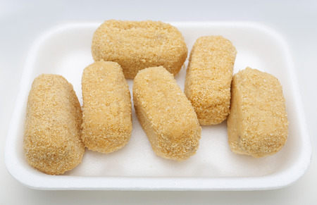 Cod croquettes on white backgroundの写真素材