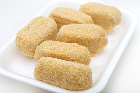 Cod croquettes on white backgroundの写真素材