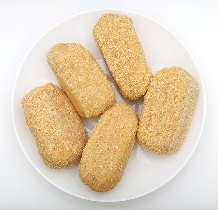 Cod croquettes on white backgroundの写真素材