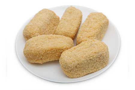 Cod croquettes on white backgroundの写真素材
