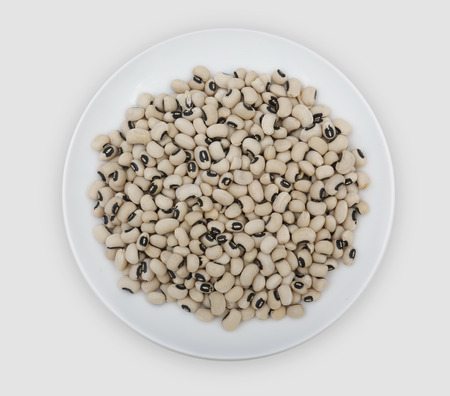 plate of beans of the veneer range on white plateの写真素材