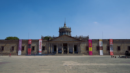 Guadalajara, Jalisco/Mexico - April 17, 2023: Plaza IberoamÃ©rica and in the background the facade of the Hospice Cabanas.のeditorial素材