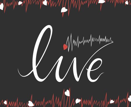 illustration of lettering with a word live inside, greeting card, printed t shirts, other various jobsのイラスト素材
