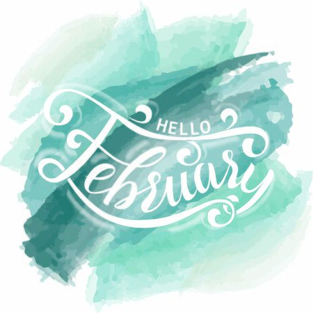 Illustration of lettering february and with watercolor background insideのイラスト素材