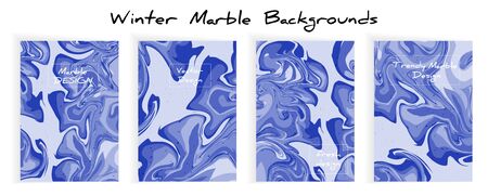 Cyan blue digital marbling set. Abstract colorful backdrop. Liquid paint abstraction. Cold color palette mesh background. Colorful marbling texture for festive party invitation. Trendy surface designのイラスト素材