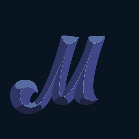 Initial or drop cap letter M concept. Decoration of book text. Isolated 3D vector illustration on dark backgroundのイラスト素材