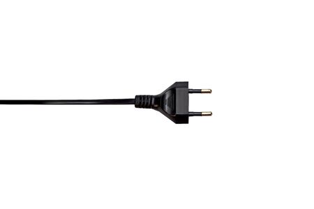 black electric European plug isolated on white background isolate