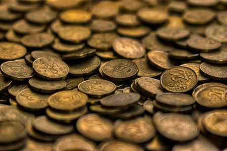 Heap of 20 cents European coinsの写真素材
