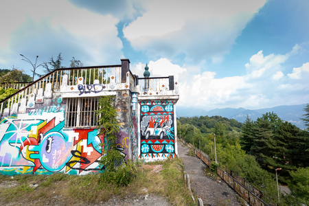 Photographic reportage of the abandoned city of Consonno (Lecco, Italy)の写真素材