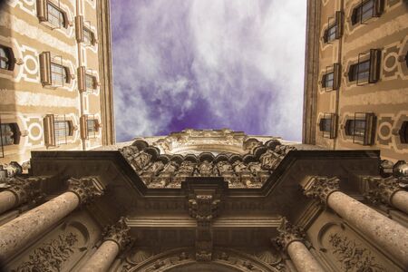 Montserrat monastery facade view from belowの写真素材