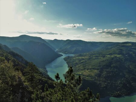 Drina river canyon landscape from Banjska stena viewpoint in Tara National Park in Serbia