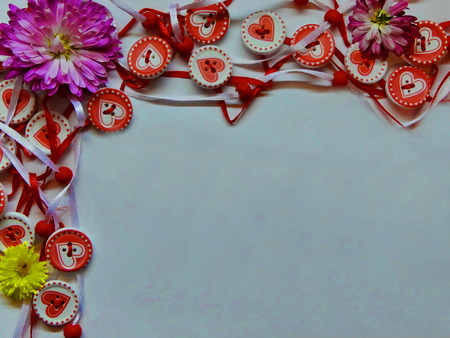 background with hearts and flowerの写真素材