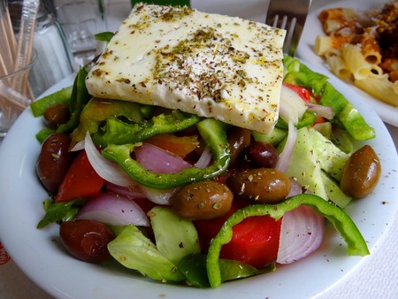 vegetable salad with feta cheeseの写真素材