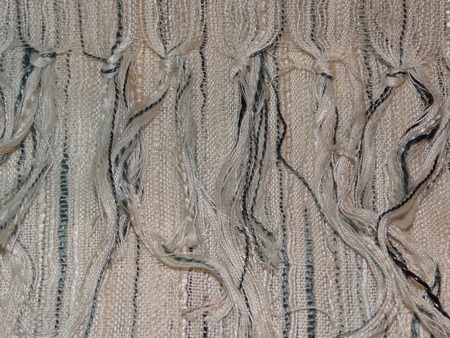 striped fabric with fringeの写真素材