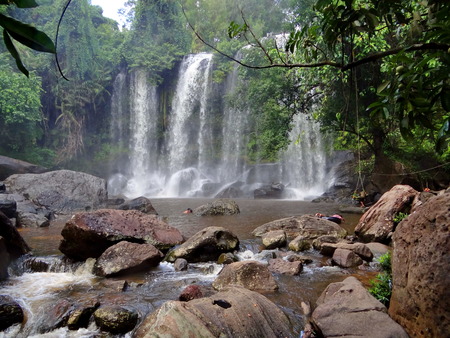 the waterfall Cambodiaの写真素材
