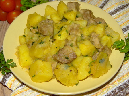potatoes with meatの写真素材