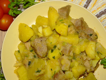 potatoes with meatの写真素材
