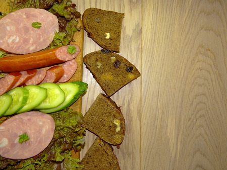 sausage with vegetablesの写真素材