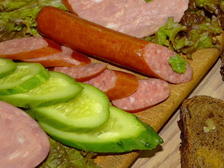 sausage with vegetablesの写真素材
