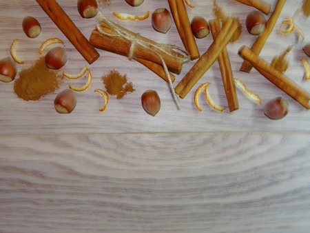 cinnamon and hazelnutsの写真素材