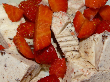 ice cream with strawberriesの写真素材
