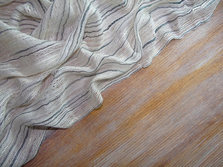 fabric on wooden boardsの写真素材