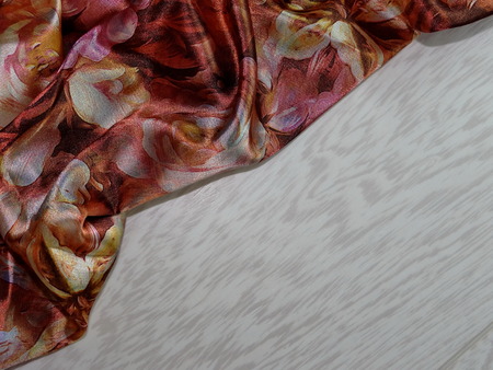 silk over wooden boardsの写真素材
