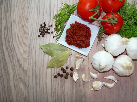 spicy tomato sauce with vegetablesの写真素材