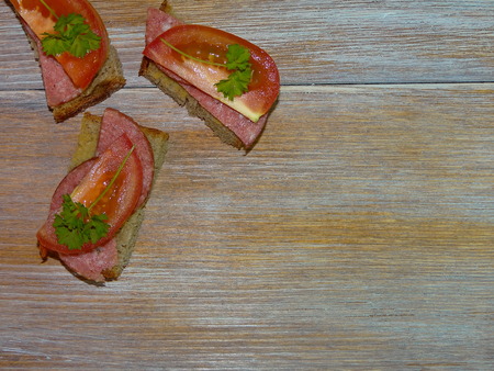 sandwiches with salamiの写真素材