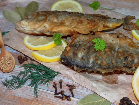 fried fishの写真素材