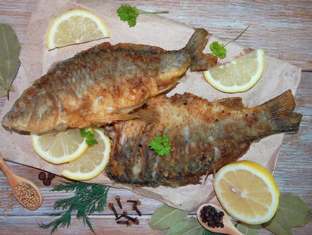 fried fishの写真素材